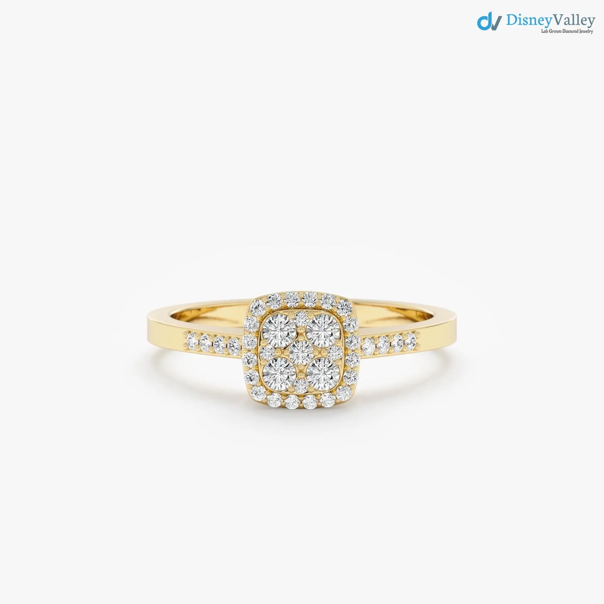 Dainty Cluster Round lab grown Diamond Engagement Ring - DisneyValley