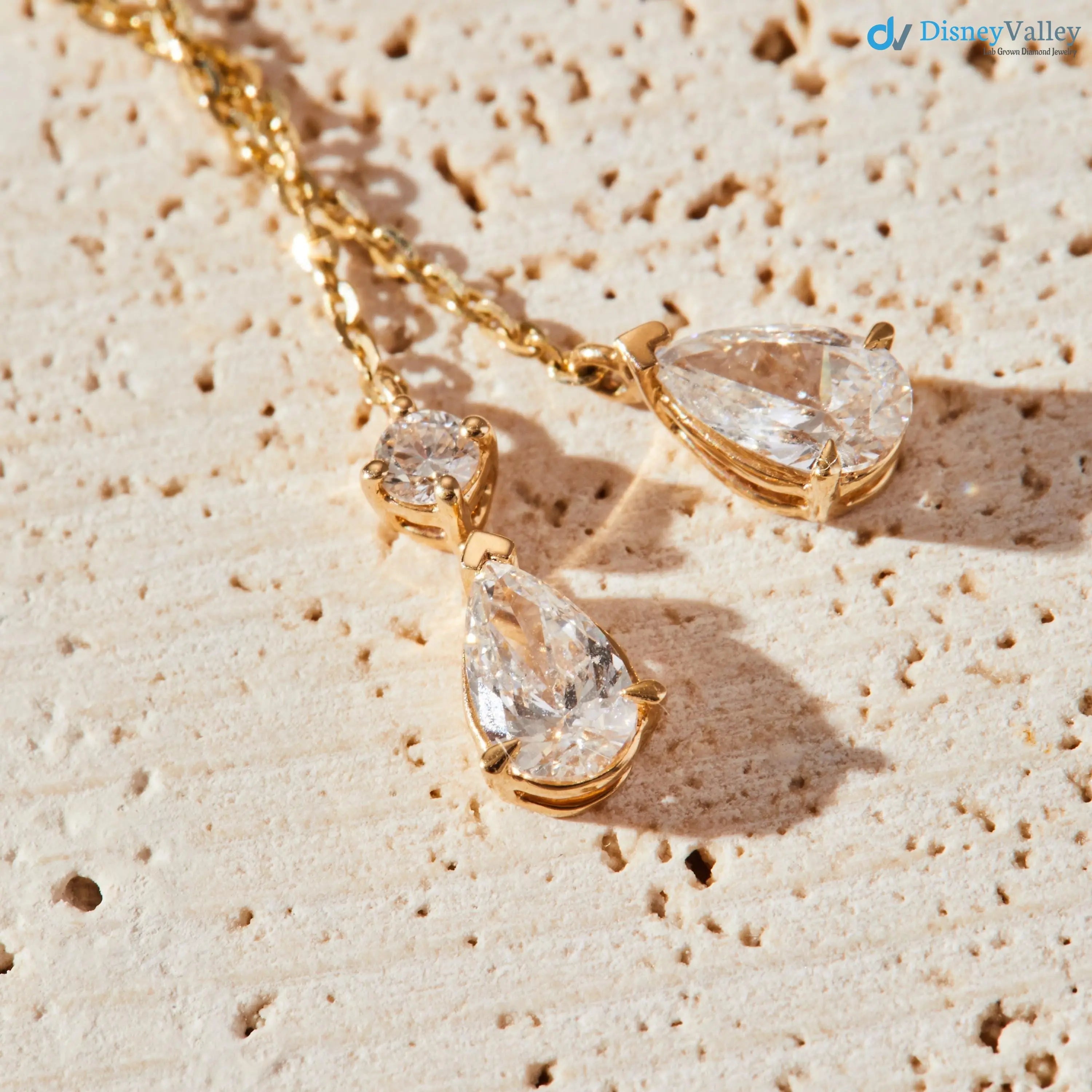 Dainty Drop Necklace: Pear & Round Lab Diamonds necklace DisneyValley