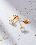 Dainty Gold Round Lab-Grown Diamond Stud Earrings - DisneyValley