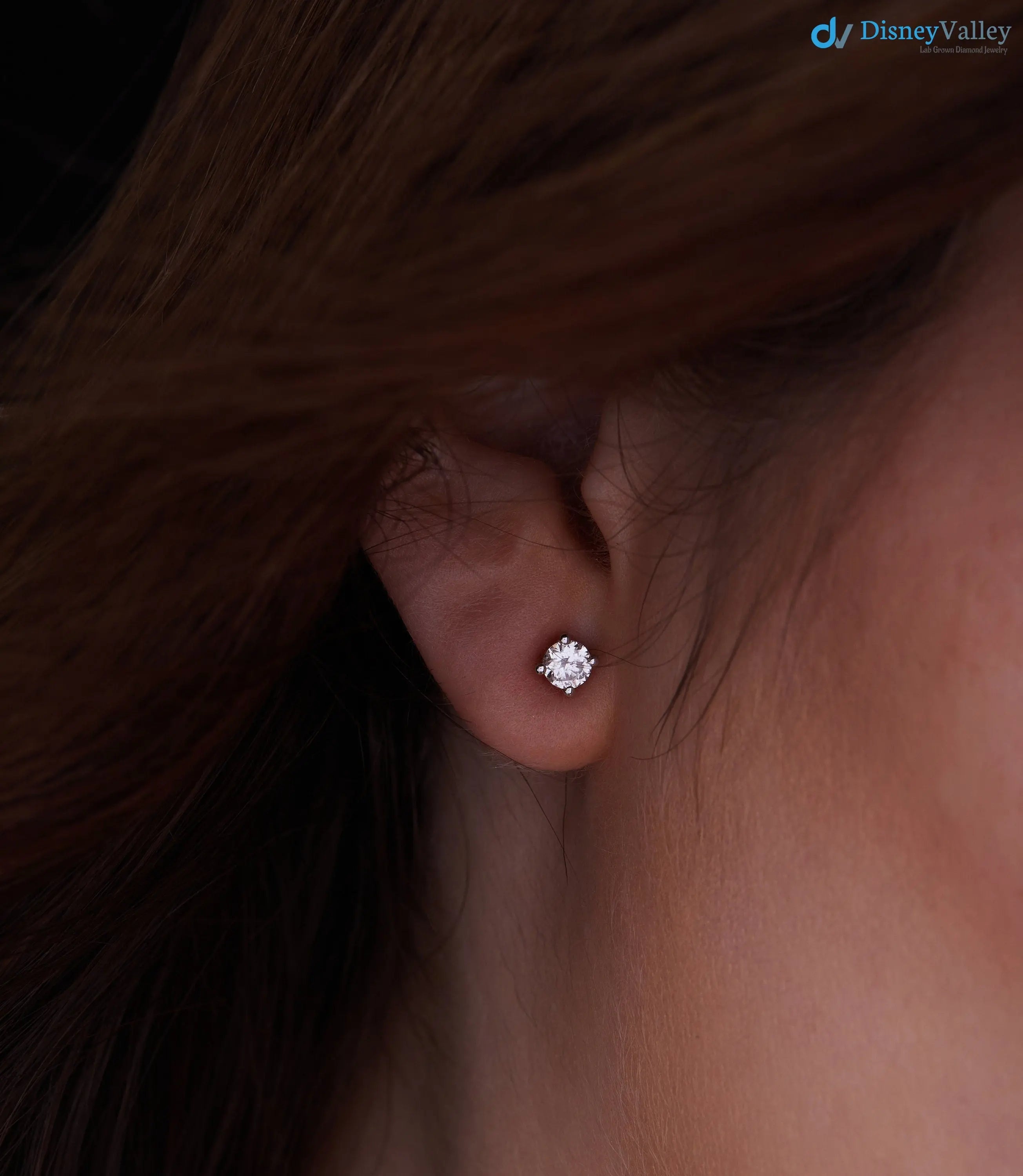 Dainty Gold Round Lab-Grown Diamond Stud Earrings - DisneyValley