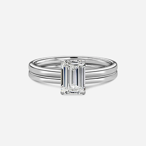 1.0 CT Emerald Cut Moissanite Solitaire Bridal Ring Set