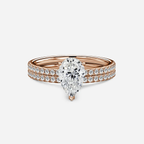 1.0 CT Pear Cut Moissanite Pave Bridal Ring Set