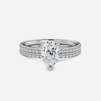 1.0 CT Pear Cut Moissanite Pave Bridal Ring Set
