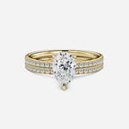 1.0 CT Pear Cut Moissanite Pave Bridal Ring Set