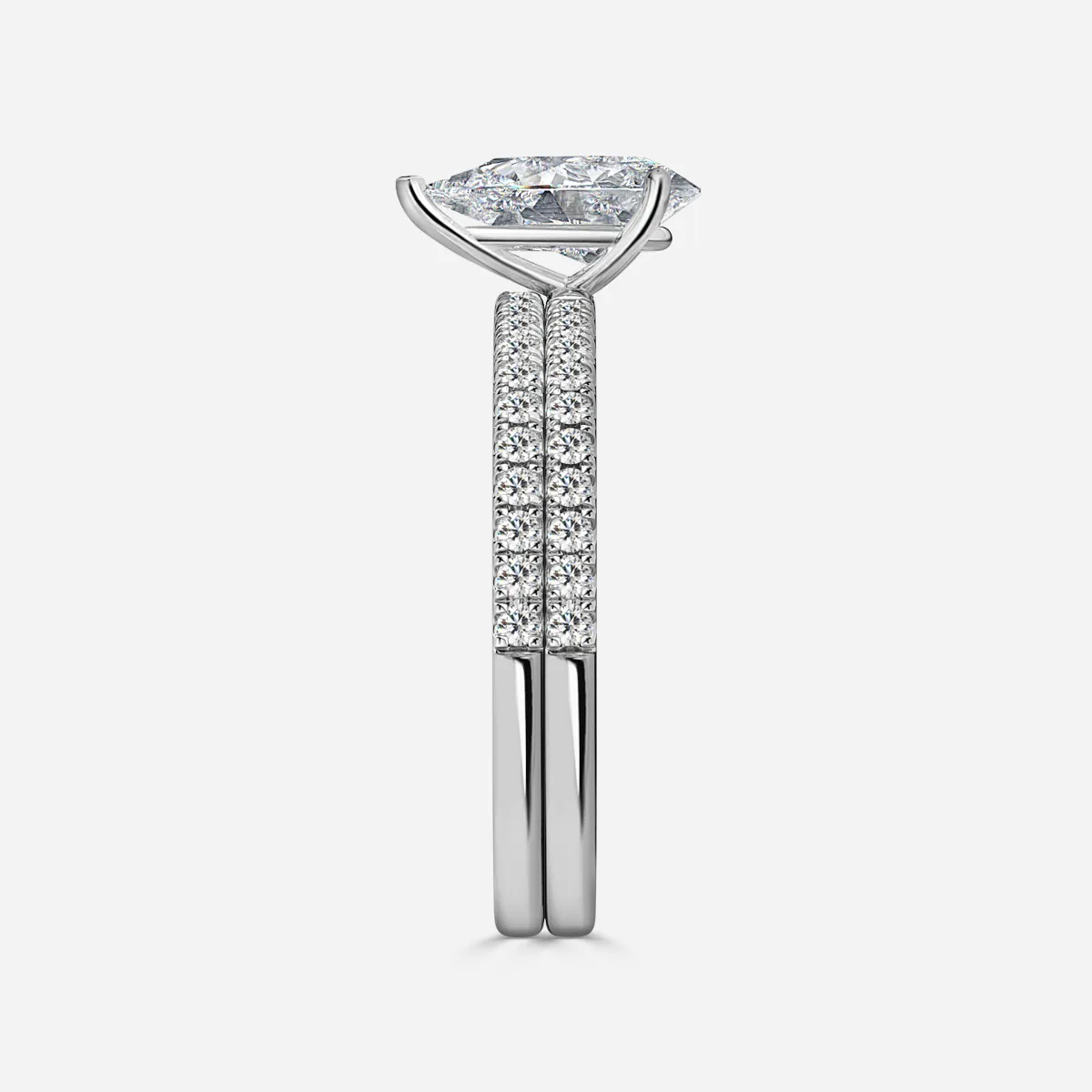 1.0 CT Pear Cut Moissanite Pave Bridal Ring Set