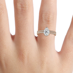 1.0 CT Pear Cut Moissanite Pave Bridal Ring Set