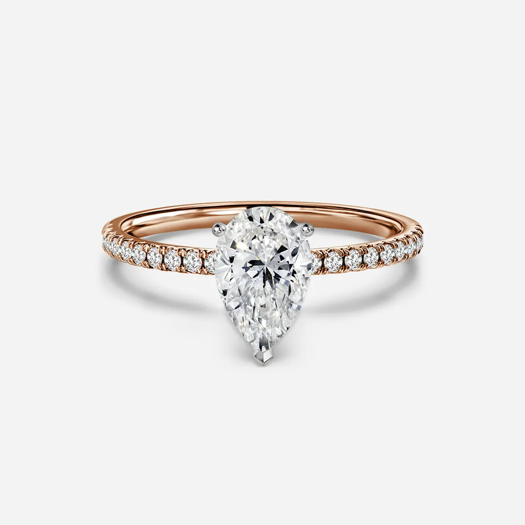 1.0 CT Pear Cut Moissanite Pave Bridal Ring Set