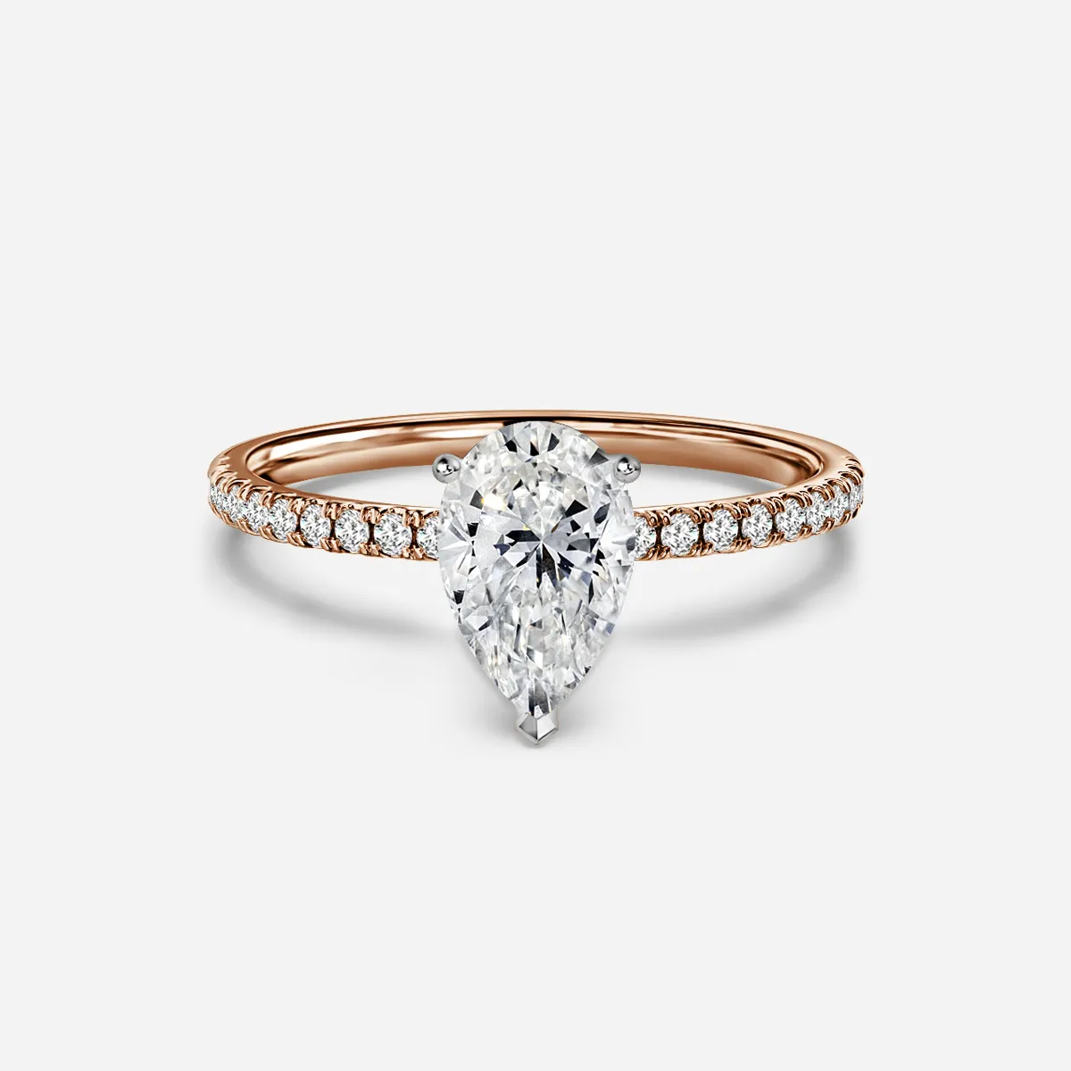 1.0 CT Pear Cut Moissanite Pave Bridal Ring Set