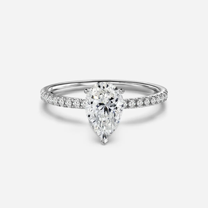 1.90 CT Pear Moissanite Pave Engagement Ring