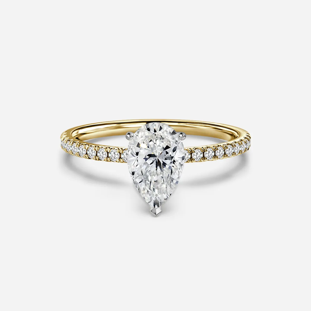 1.0 CT Pear Cut Moissanite Pave Bridal Ring Set