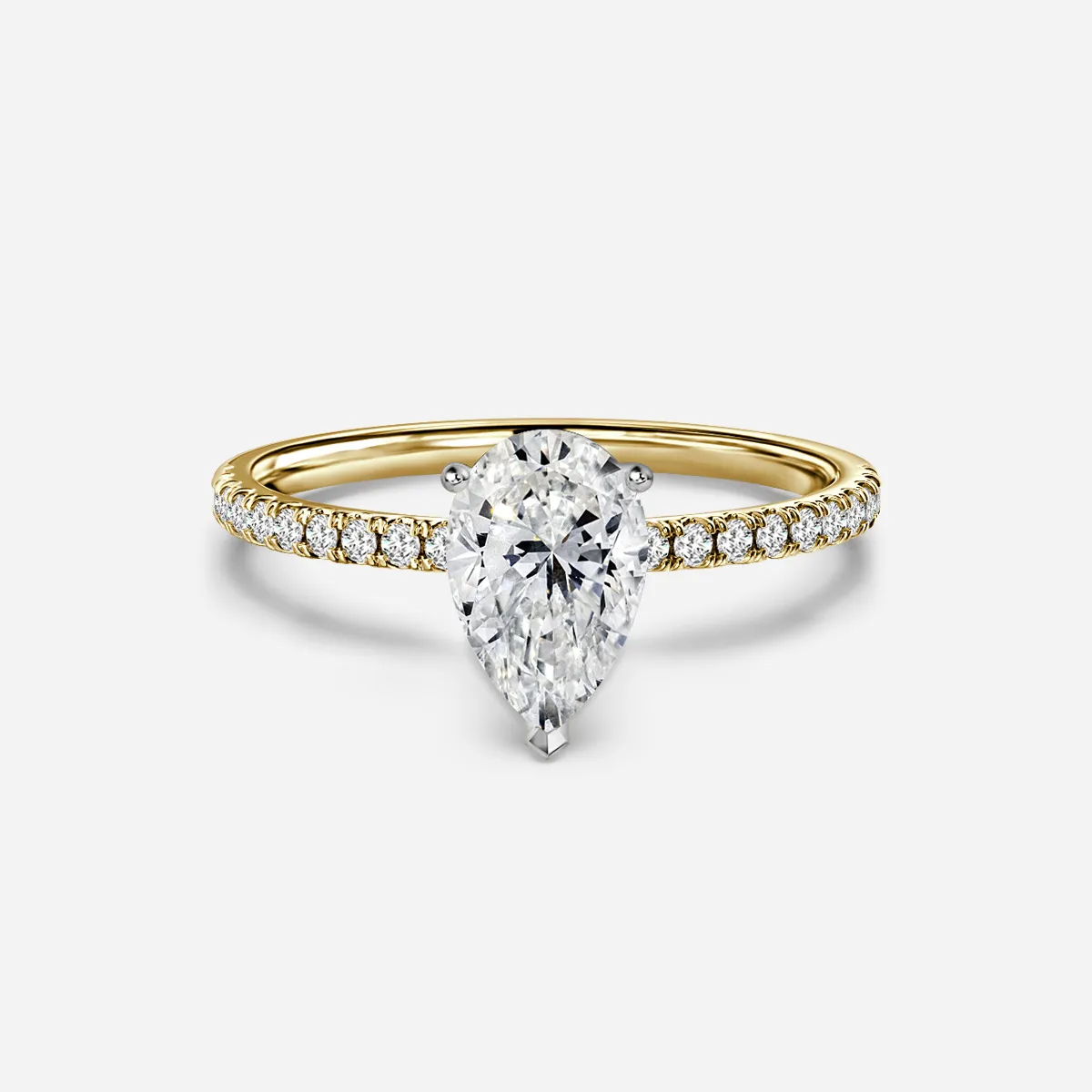 1.0 CT Pear Cut Moissanite Pave Bridal Ring Set
