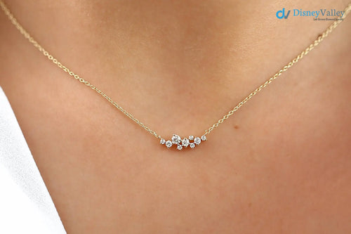 Diamond Cluster Necklace, Unique Diamond Layering Necklace - DisneyValley