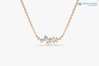 Diamond Cluster Necklace, Unique Diamond Layering Necklace - DisneyValley