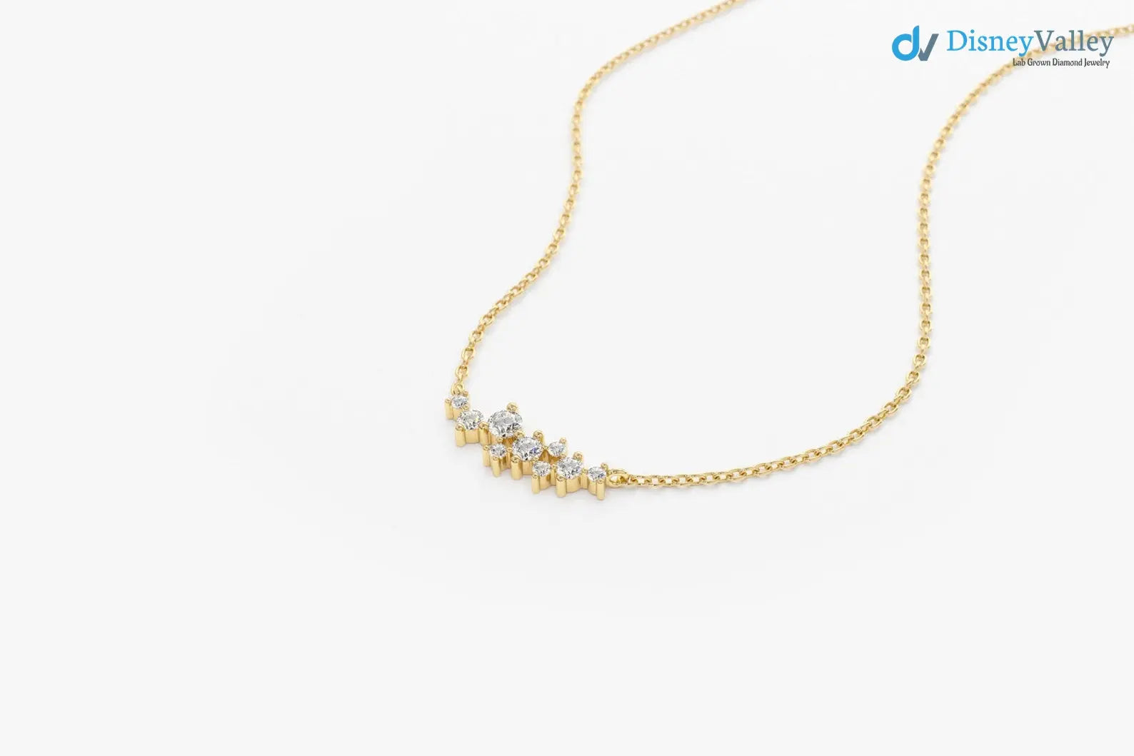 Diamond Cluster Necklace, Unique Diamond Layering Necklace - DisneyValley