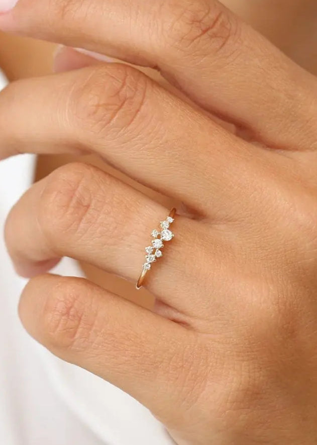 Diamond Cluster Ring Unique Diamond Stackable Engagement Ring - DisneyValley Main image