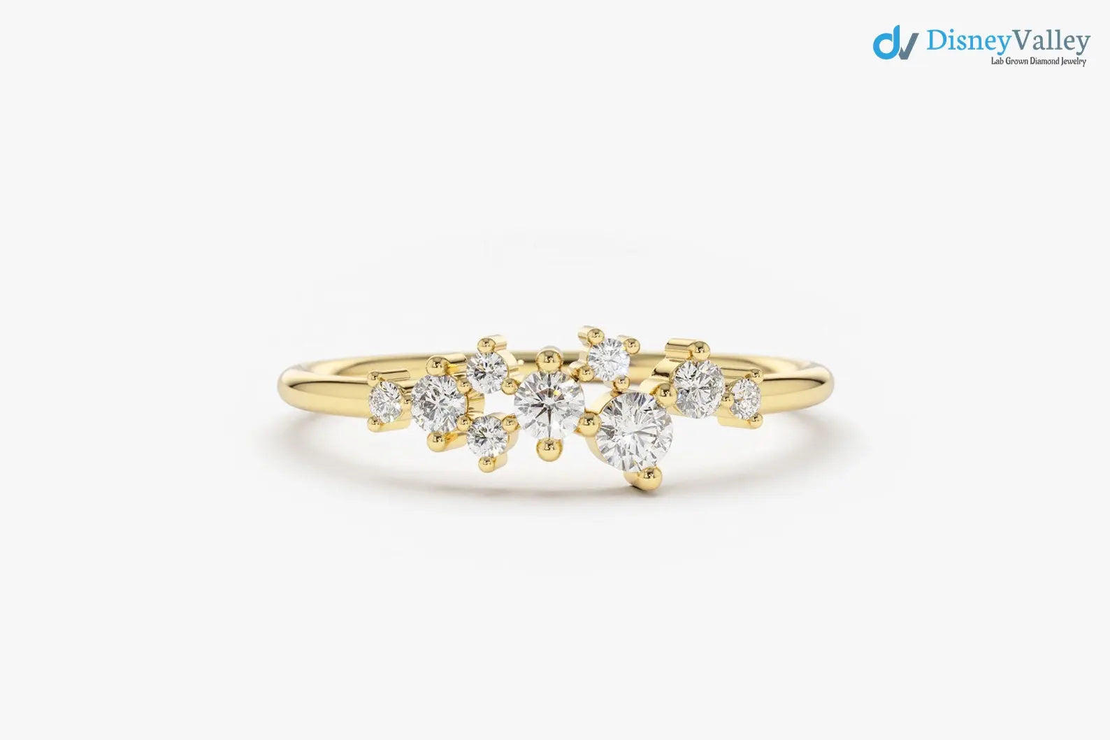 Diamond Cluster Ring Unique Diamond Stackable Engagement Ring - DisneyValley