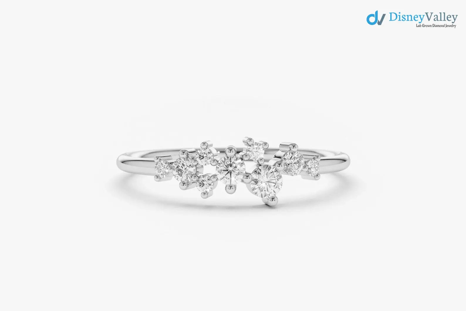 Diamond Cluster Ring Unique Diamond Stackable Engagement Ring - DisneyValley