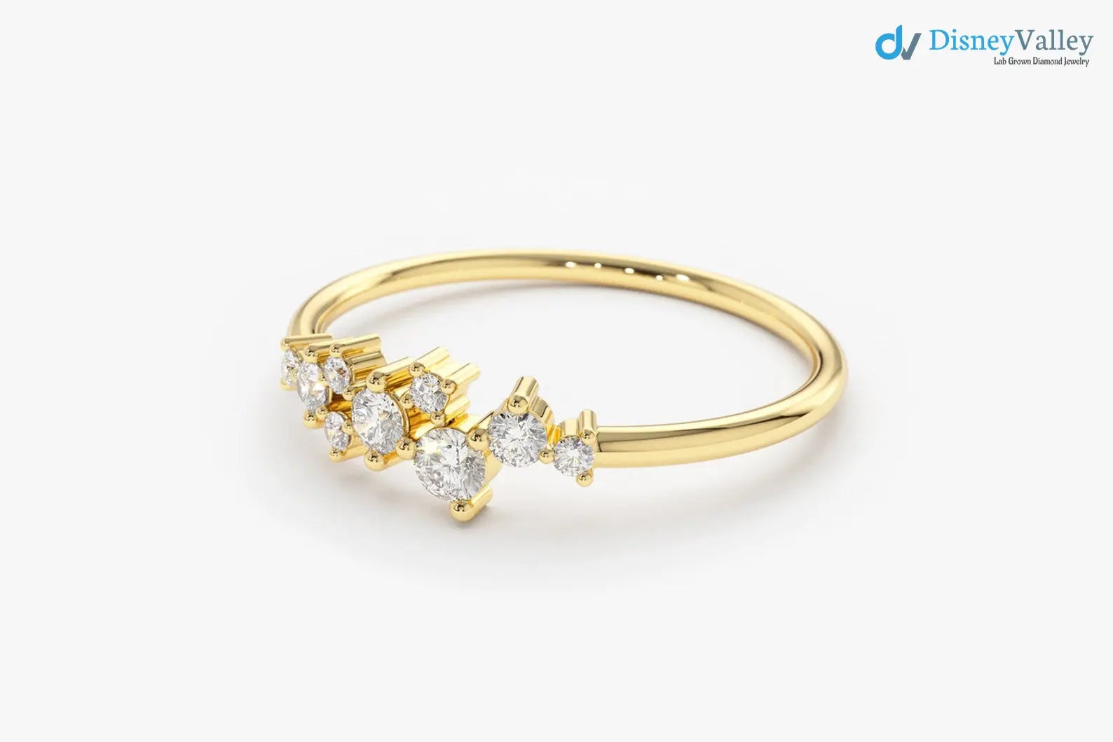 Diamond Cluster Ring Unique Diamond Stackable Engagement Ring - DisneyValley