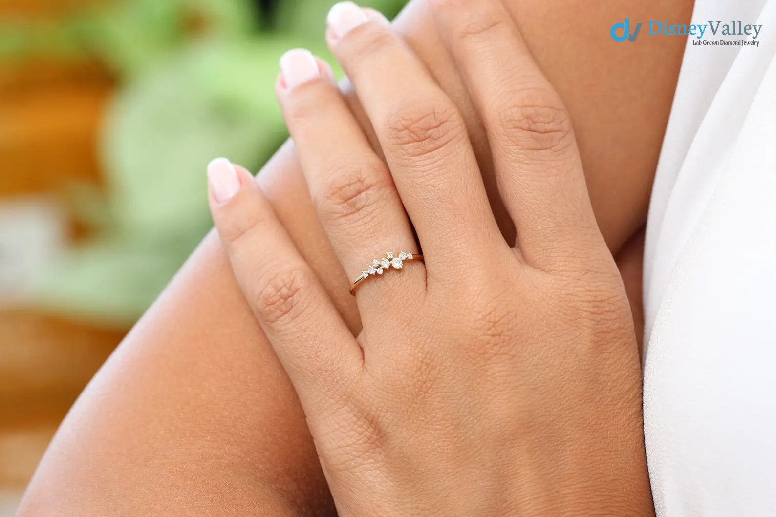 Diamond Cluster Ring Unique Diamond Stackable Engagement Ring - DisneyValley