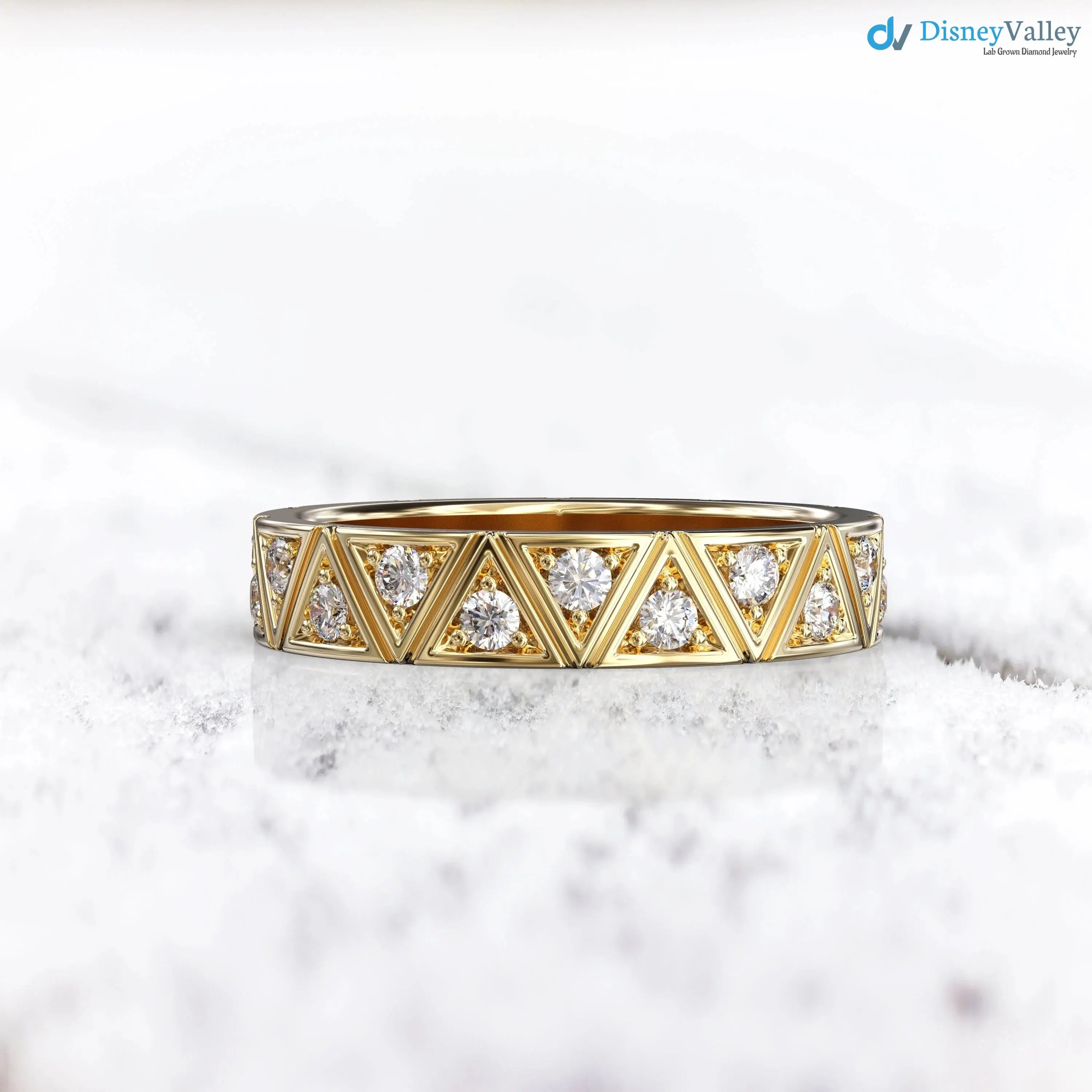 Diamond Eternity Band Triangle Pattern Eternity Ring Unique wedding DisneyValley Main image