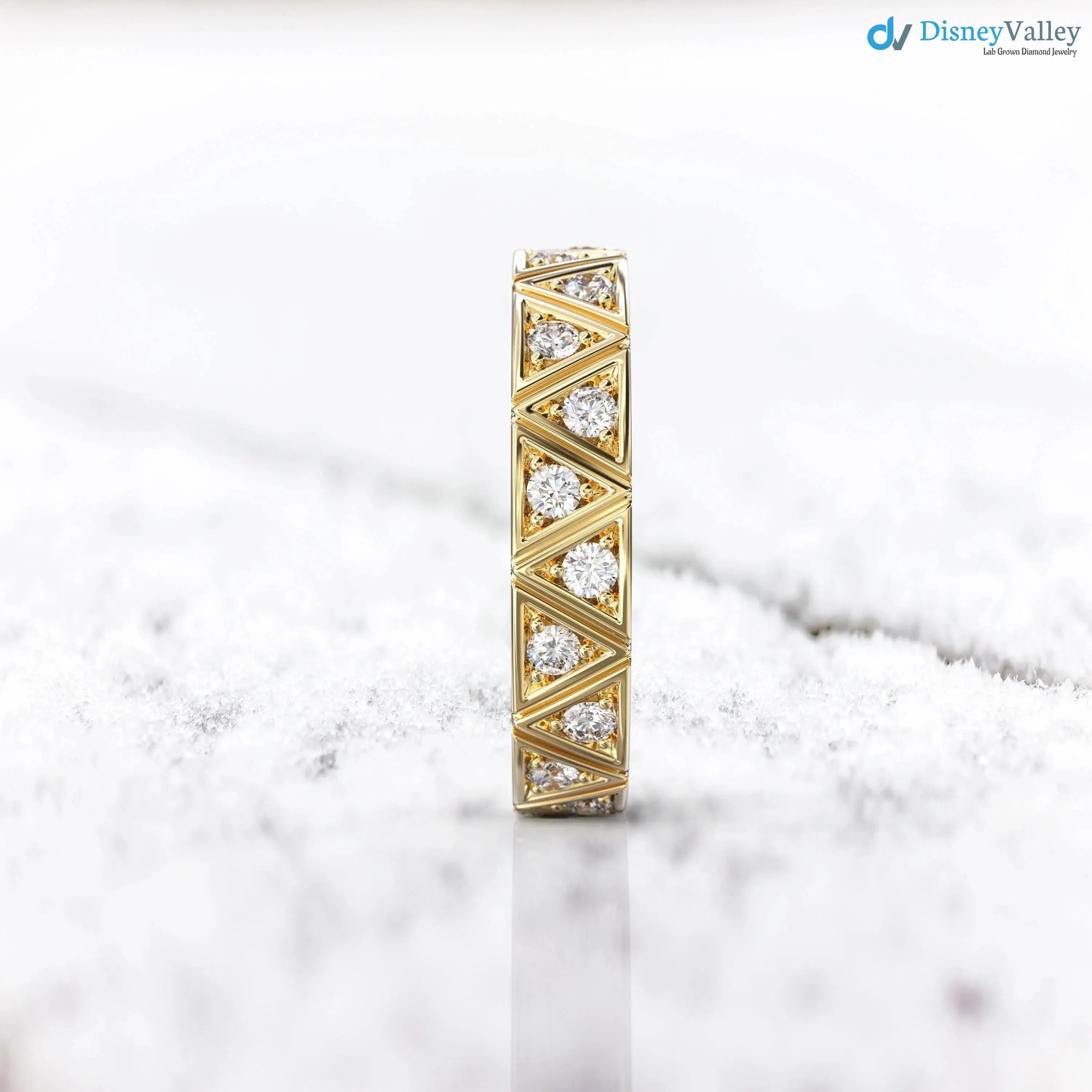 Diamond Eternity Band Triangle Pattern Eternity Ring Unique wedding DisneyValley