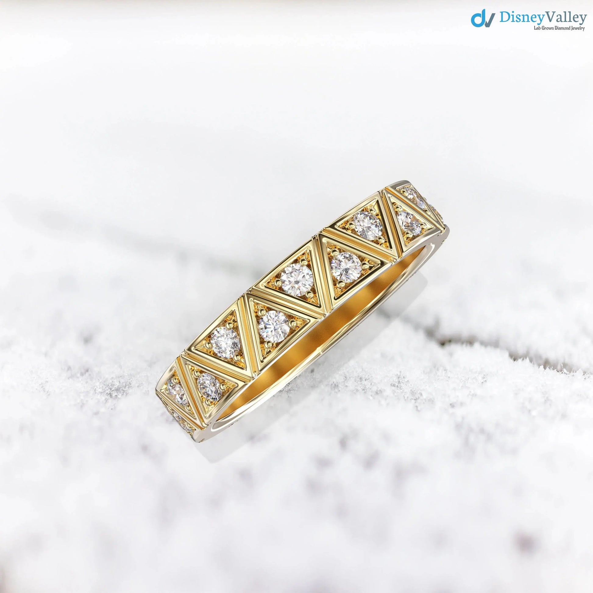 Diamond Eternity Band Triangle Pattern Eternity Ring Unique wedding DisneyValley