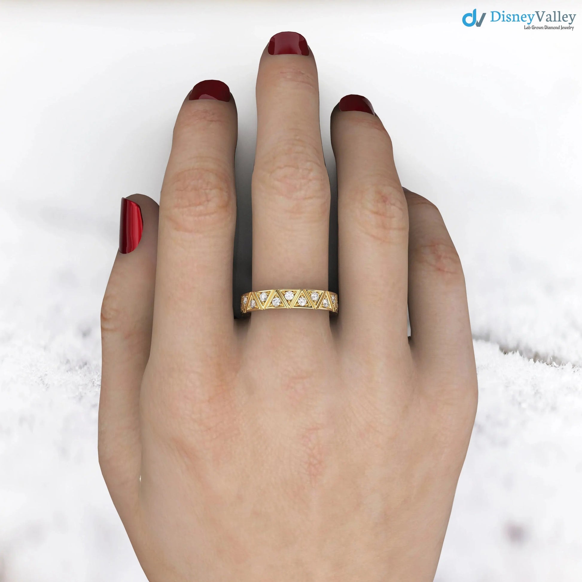 Diamond Eternity Band Triangle Pattern Eternity Ring Unique wedding DisneyValley