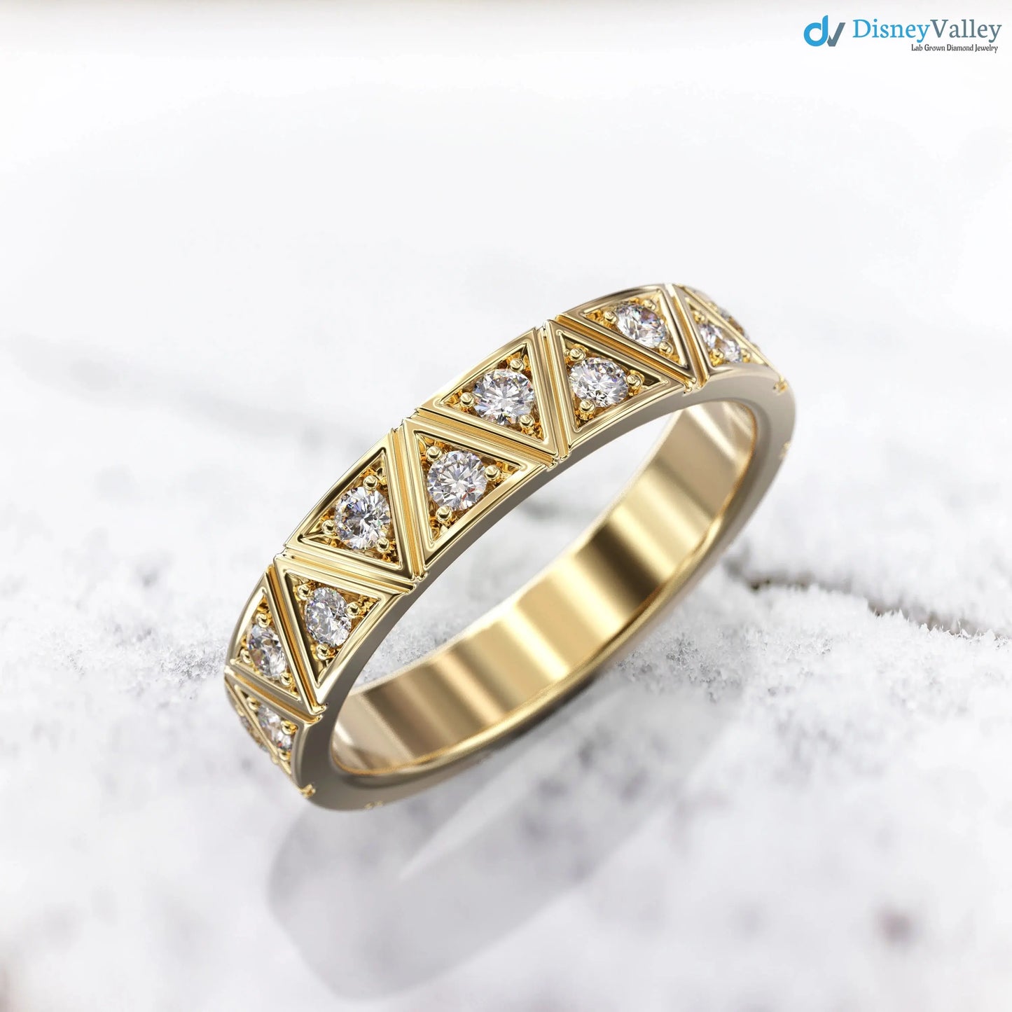 Diamond Eternity Band Triangle Pattern Eternity Ring Unique wedding DisneyValley