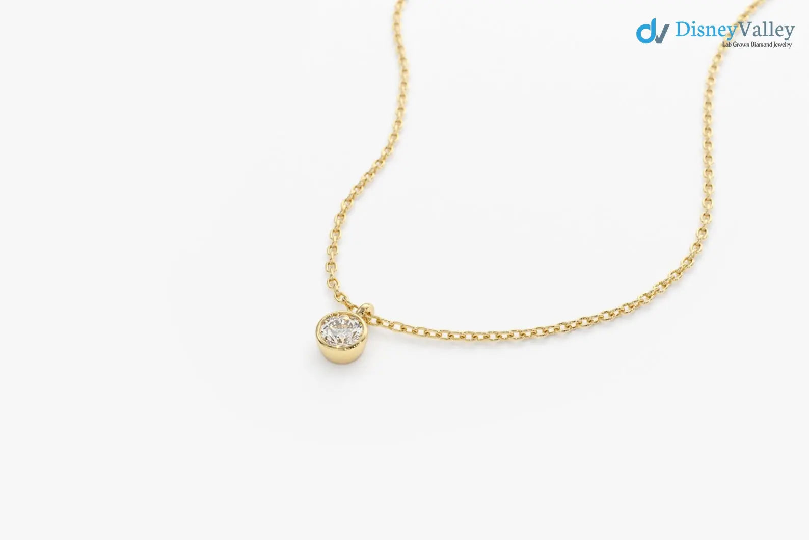 Diamond solitaire bezel necklace Dainty Diamond Necklace - DisneyValley Hauptbild