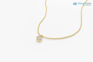 Diamond solitaire bezel necklace Dainty Diamond Necklace - DisneyValley