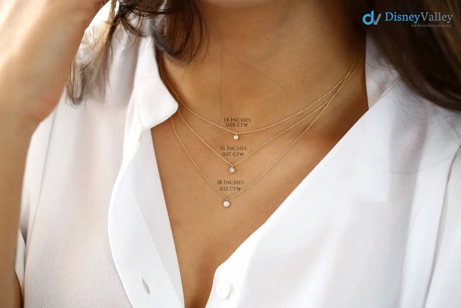 Diamond solitaire bezel necklace Dainty Diamond Necklace - DisneyValley