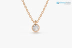 Diamond solitaire bezel necklace Dainty Diamond Necklace - DisneyValley