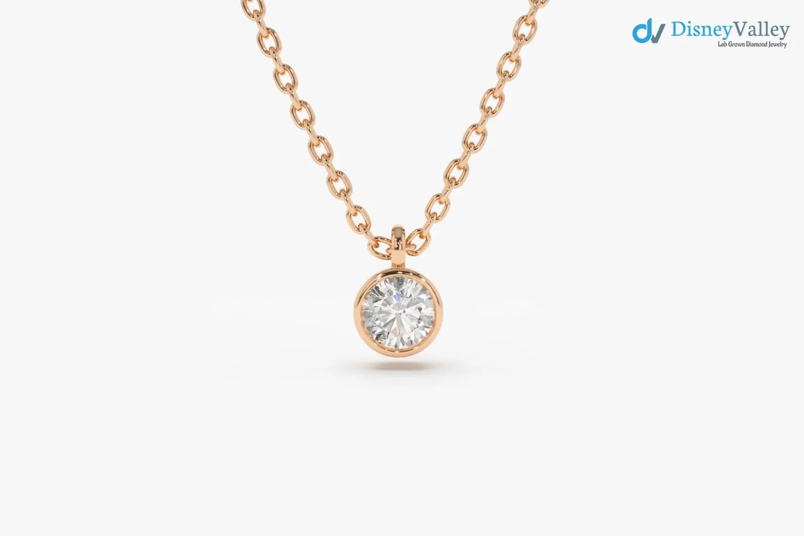 Diamond solitaire bezel necklace Dainty Diamond Necklace - DisneyValley