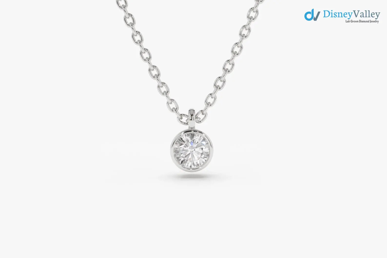 Diamond solitaire bezel necklace Dainty Diamond Necklace - DisneyValley