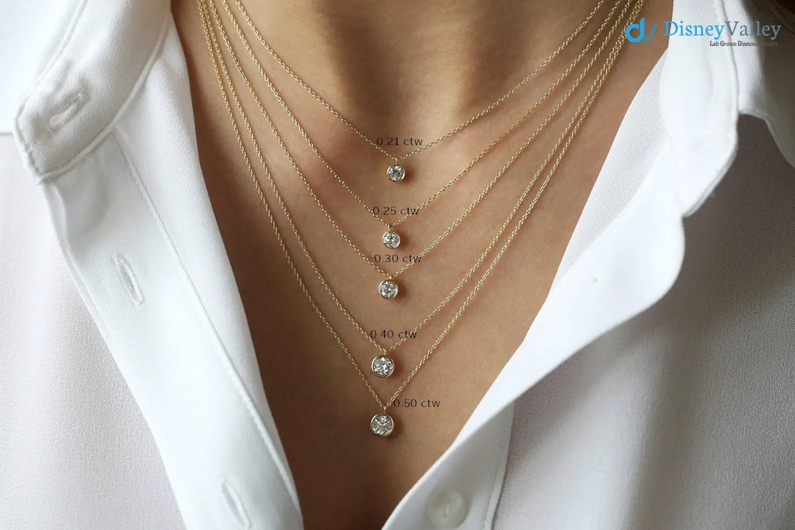 Diamond solitaire bezel necklace Dainty Diamond Necklace - DisneyValley