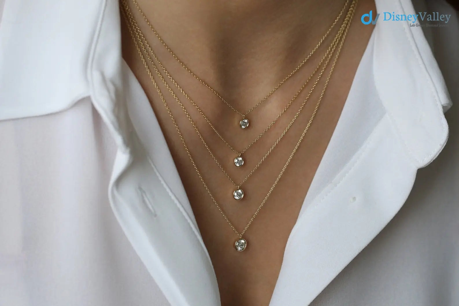 Diamond solitaire bezel necklace Dainty Diamond Necklace - DisneyValley