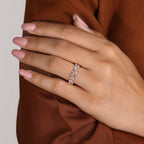 Oval Rose Cut Diamond Eternity Band with Shared Prong