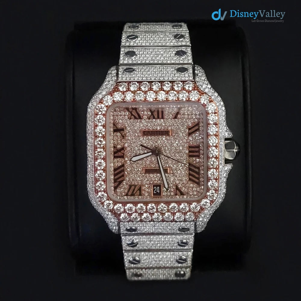 Diamond Cartier Santos 40mm - Steel & Rose Gold - Roman Dial