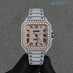 Diamond Cartier Santos 40mm - Steel & Rose Gold - Roman Dial
