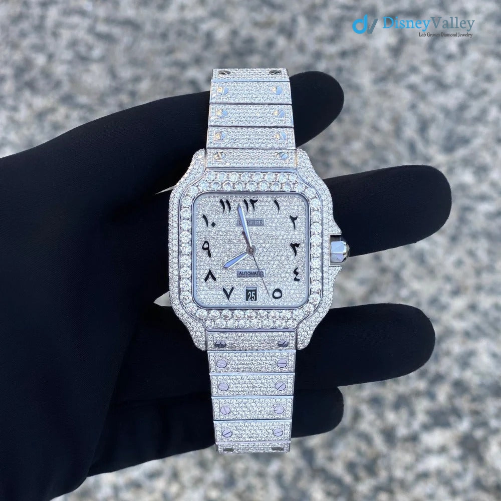 Diamond Cartier Santos 40mm - Stainless Steel - Arabic Dial Main image