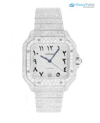 Diamond Cartier Santos 40mm - Stainless Steel - Arabic Dial