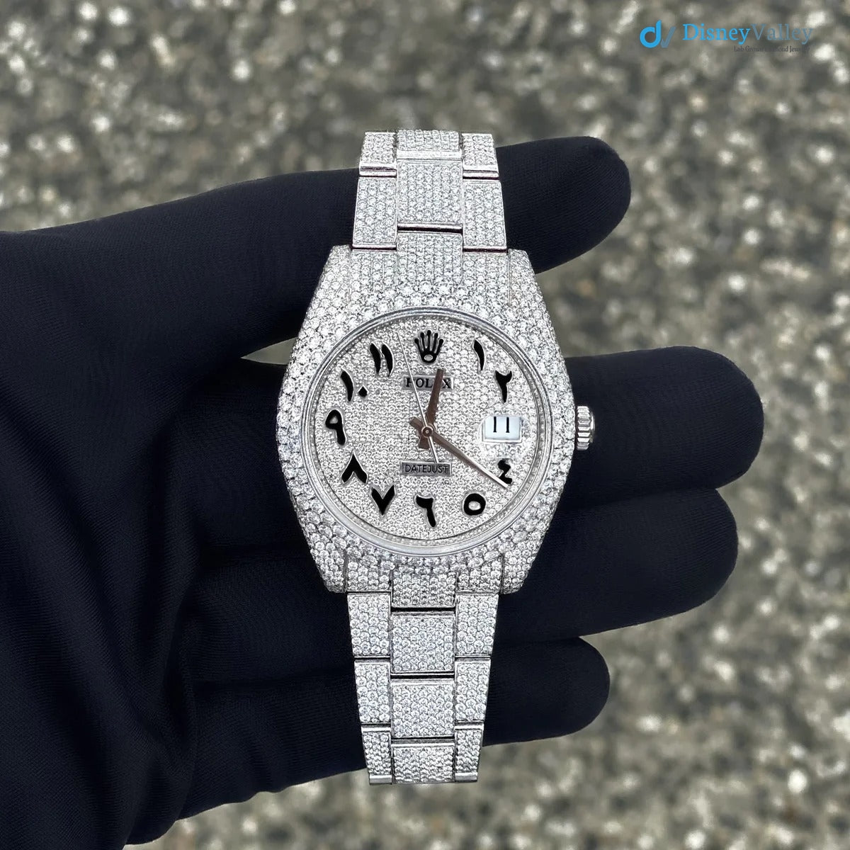 Diamond Rolex Datejust Oyster 41mm - Stainless Steel - Arabic Dial Image principale du produit