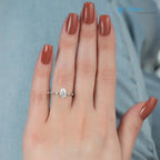 Pear Lab Grown Hidden Halo Dainty Pave Engagement Ring