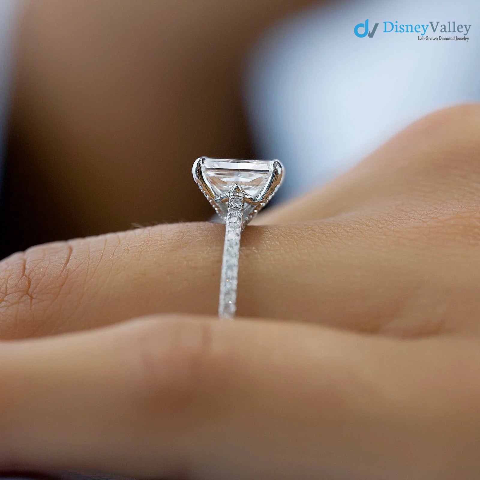 Radiant Lab Grown Pave Setting Engagement Ring Secondary image