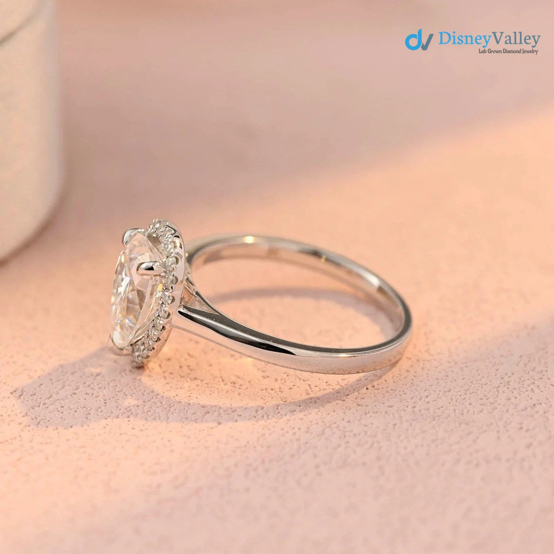 Pear Moissanite Halo Engagement Ring