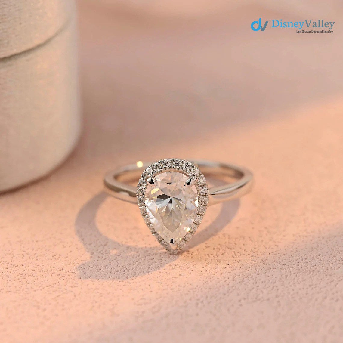 Pear Moissanite Halo Engagement Ring Main image