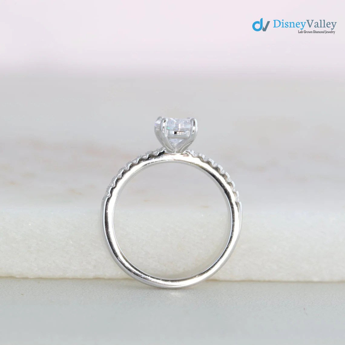 Oval Moissanite Pave Setting Engagement Ring