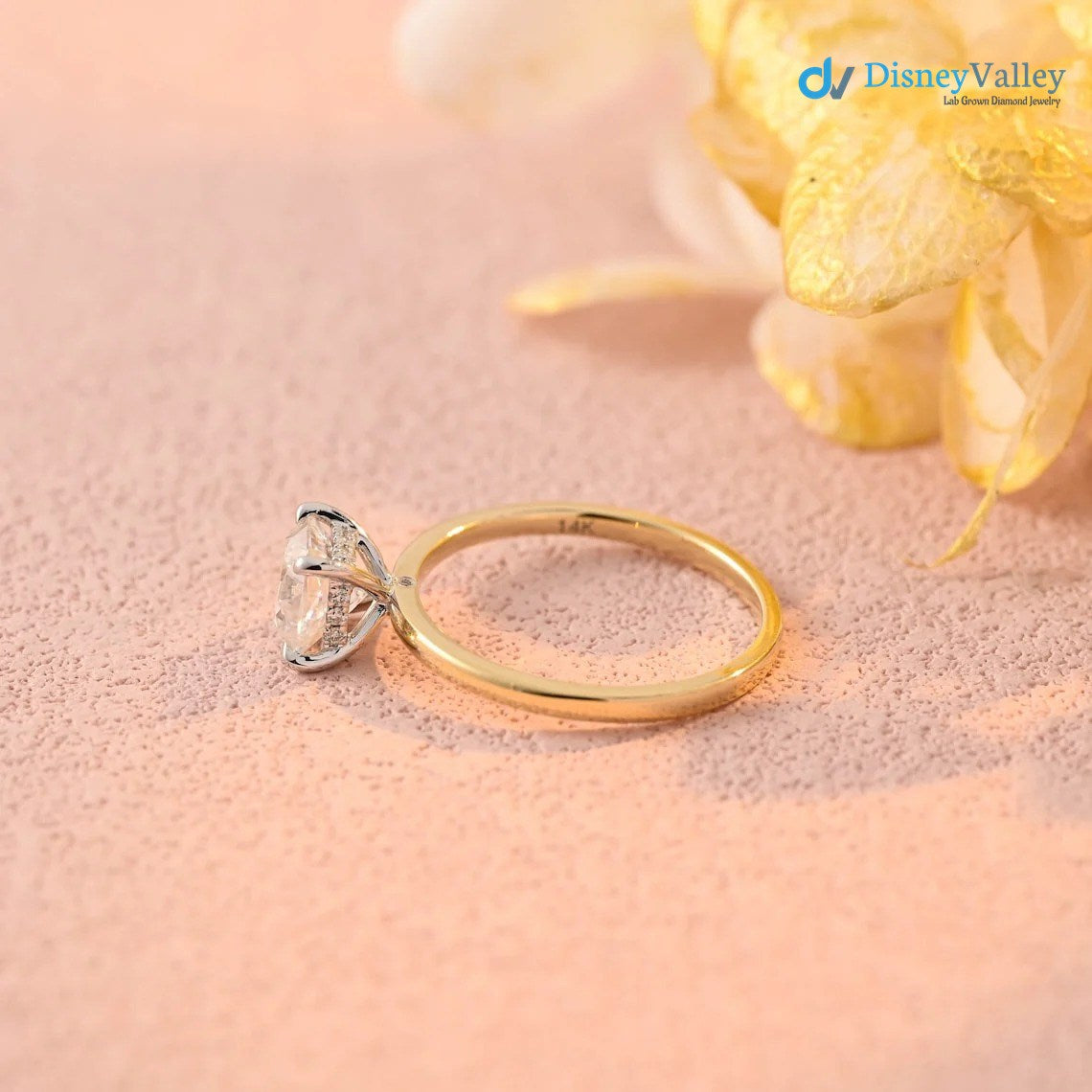 Cushion Moissanite Hidden Halo Engagement Ring