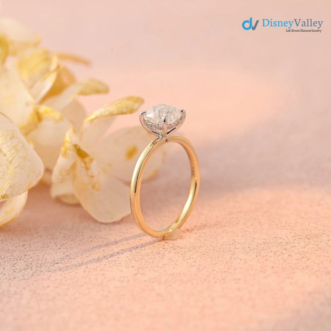 Cushion Moissanite Hidden Halo Engagement Ring