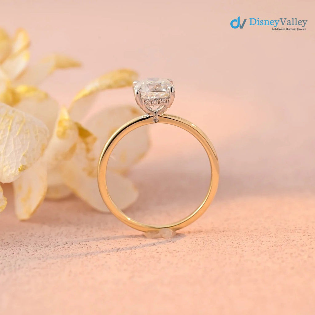 Cushion Moissanite Hidden Halo Engagement Ring